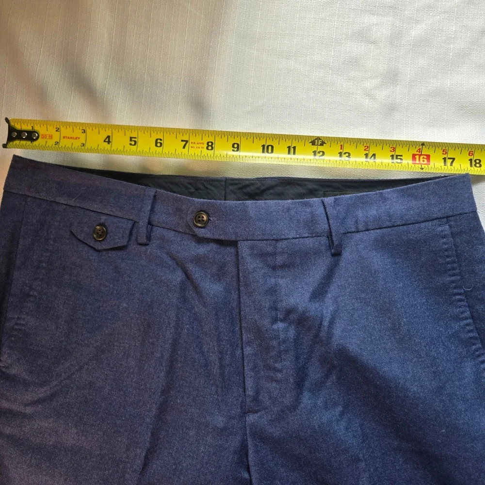 Bonobos Mens Blue Marzotto Italian Wool Dress Pants Trousers Size 35x30 Slim Fit